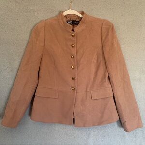 Zara Tan Blazer Structured Suit Jacket